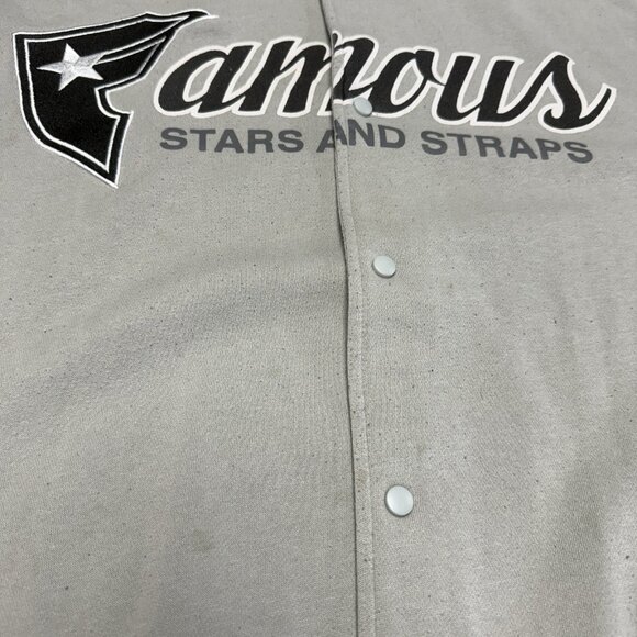 Vintage Famous Stars & Straps Hoodie Sweatshirt Mens XL 27x29 Y2K Gray Snap - Picture 7 of 16